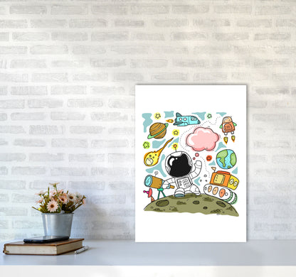 Space Illustration Framed Nursey Wall Art Print A2 Black Frame