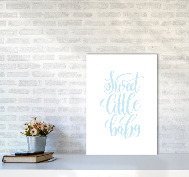 Sweet Little Baby Blue Framed Nursey Wall Art Print A2 Black Frame