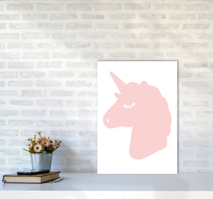 Pink Unicorn Head Modern Print Animal Art Print A2 Black Frame