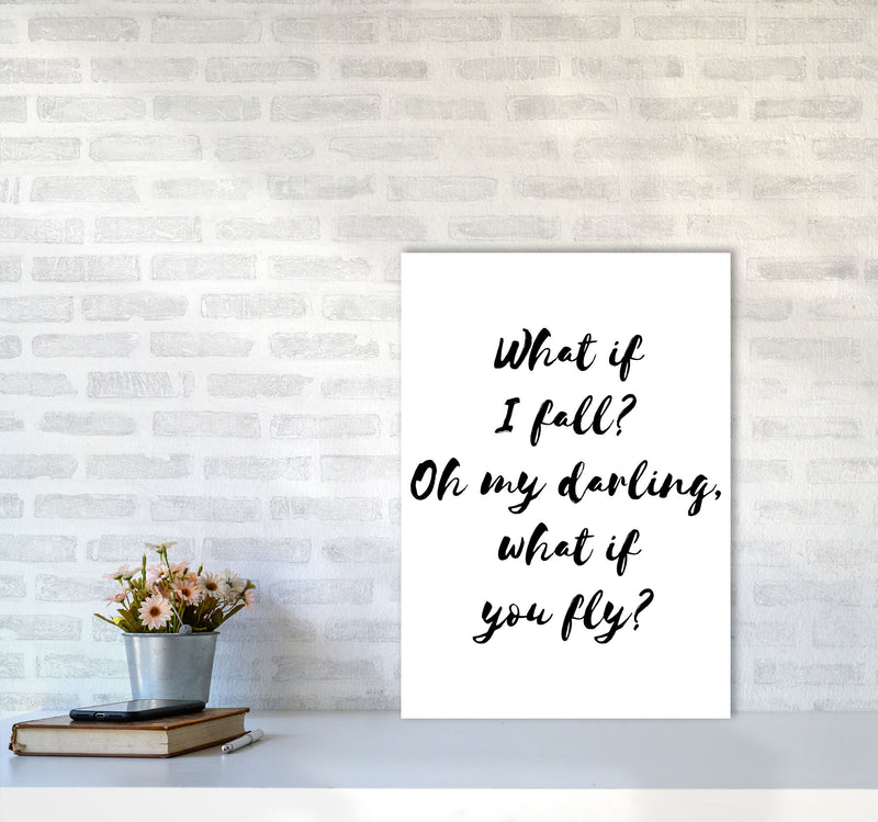 What If I Fall? Black Modern Print A2 Black Frame