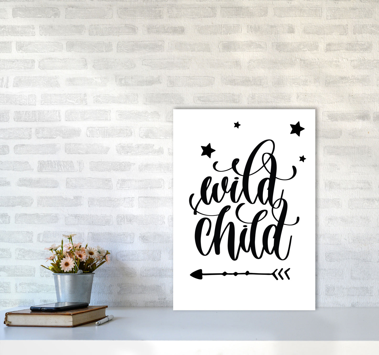 Wild Child Black Framed Nursey Wall Art Print A2 Black Frame