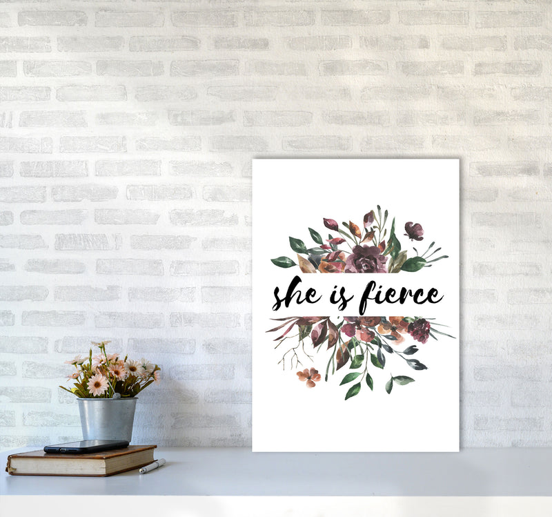 She Is Fierce Mixed Floral Modern Print A2 Black Frame