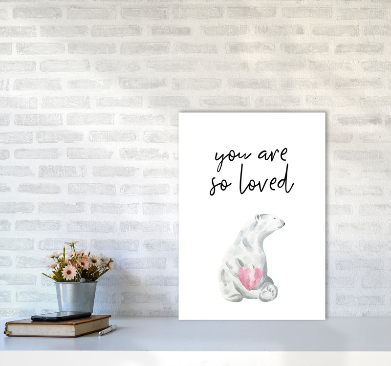 Polar Bear You Are So Loved Framed Nursey Wall Art Print A2 Black Frame