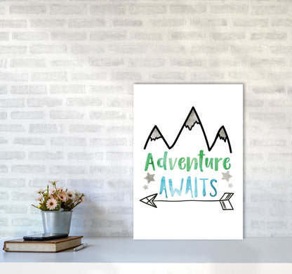 Adventure Awaits Watercolour Modern Print A2 Black Frame