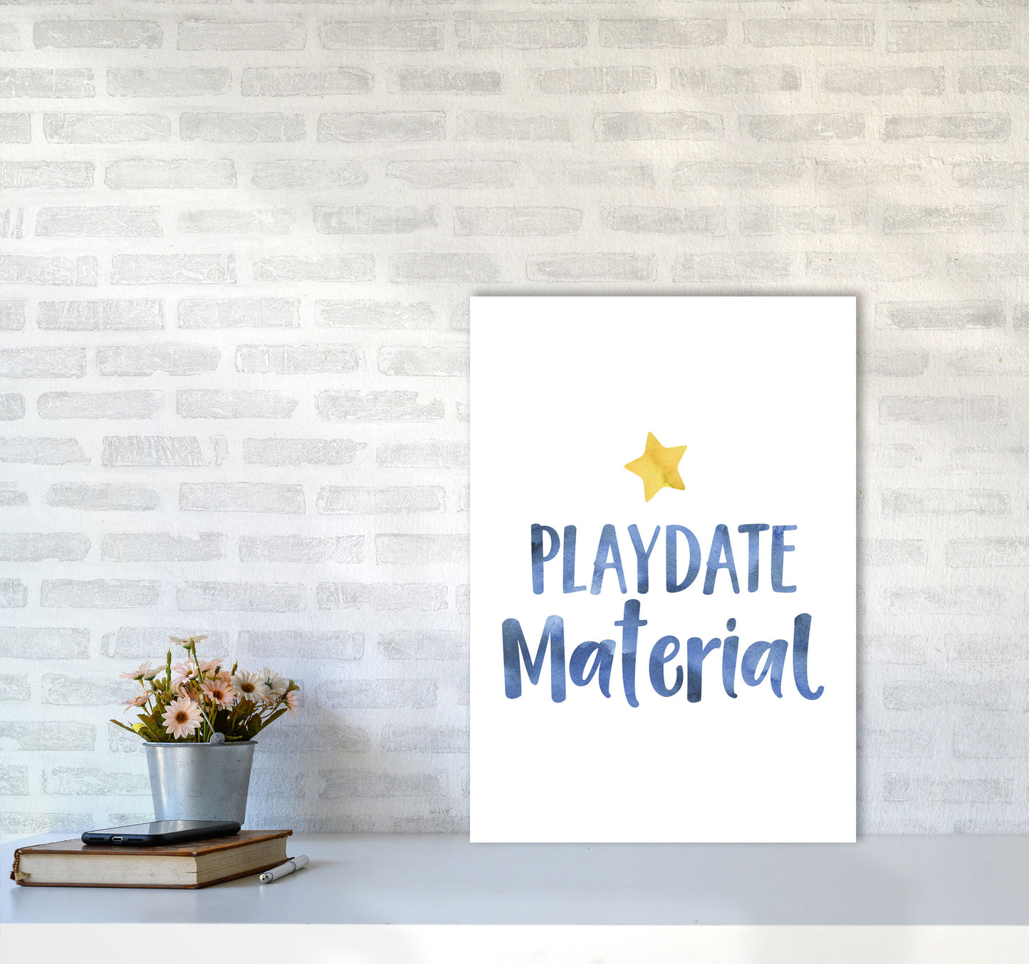 Playdate Material Watercolour Modern Print A2 Black Frame