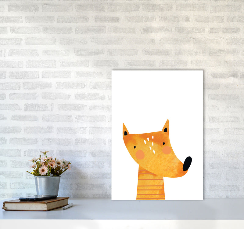 Scandi Fox Watercolour Framed Nursey Wall Art Print A2 Black Frame