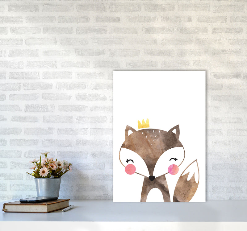 Scandi Brown Fox Watercolour Framed Nursey Wall Art Print A2 Black Frame