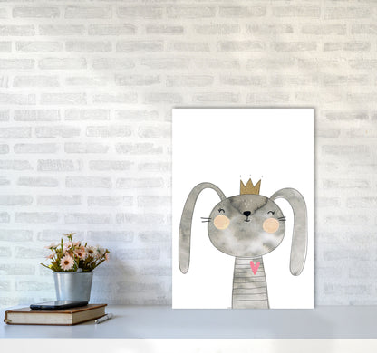 Scandi Grey Bunny Watercolour Framed Nursey Wall Art Print A2 Black Frame