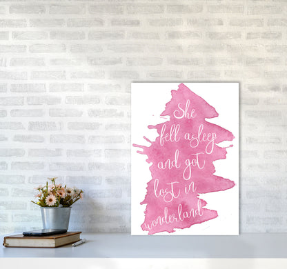 Wonderland Pink Watercolour Modern Print A2 Black Frame