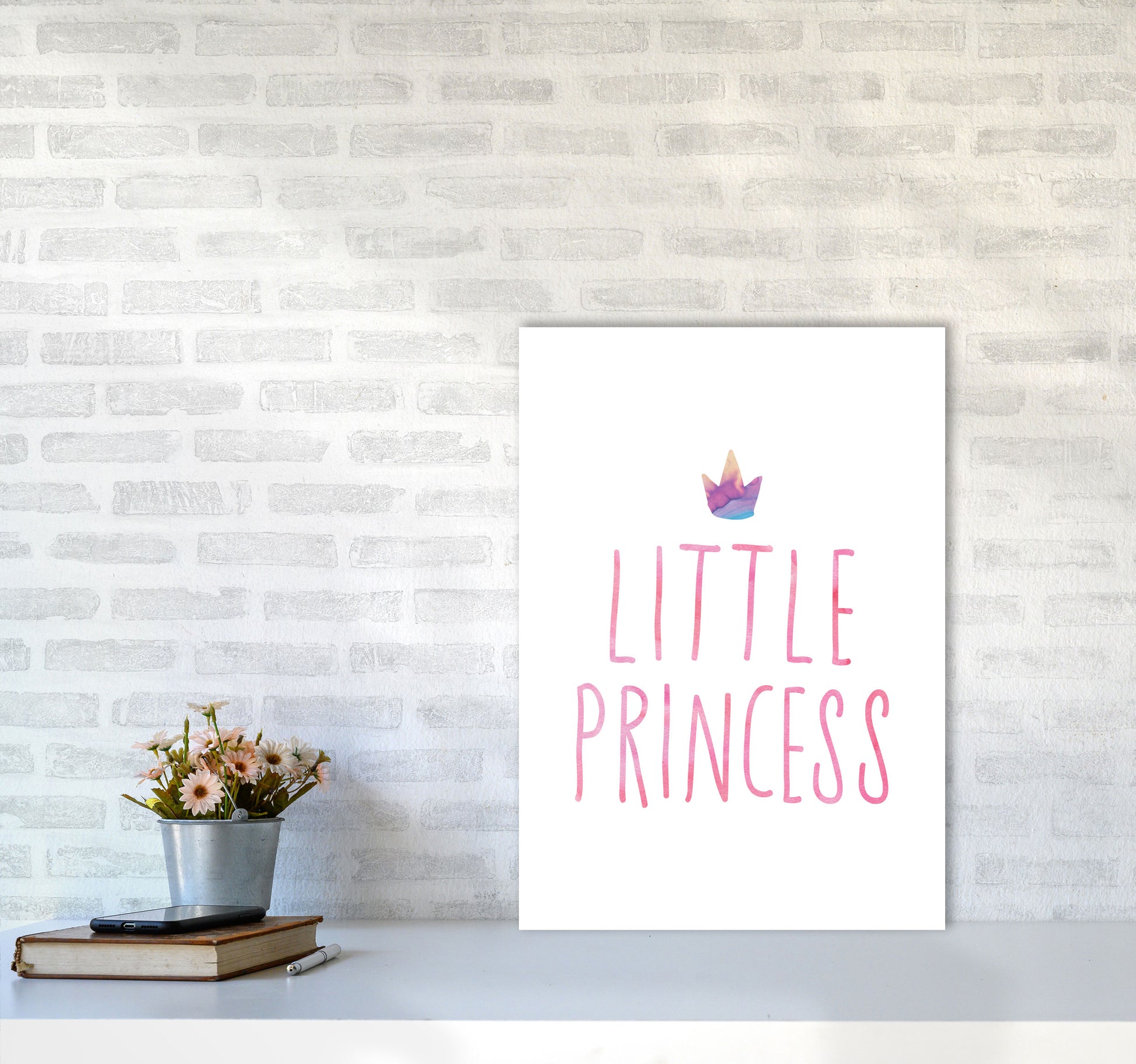 Little Princess Watercolour Modern Print A2 Black Frame