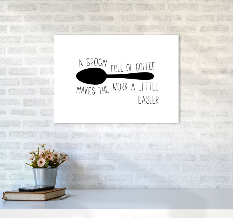 A Spoon Full Of Coffee Modern Print, Framed Kitchen Wall Art A2 Black Frame