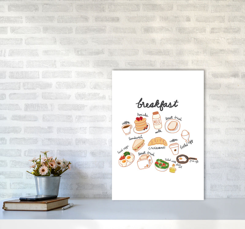 Breakfast Collection Portrait Modern Print, Framed Kitchen Wall Art A2 Black Frame