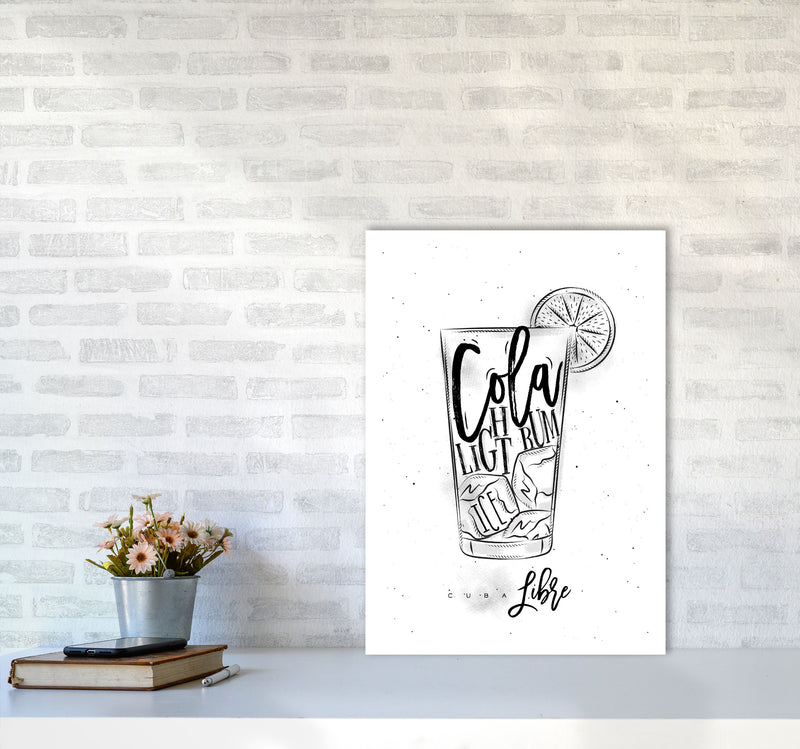 Cuba Libre Cocktail Modern Print, Framed Kitchen Wall Art A2 Black Frame