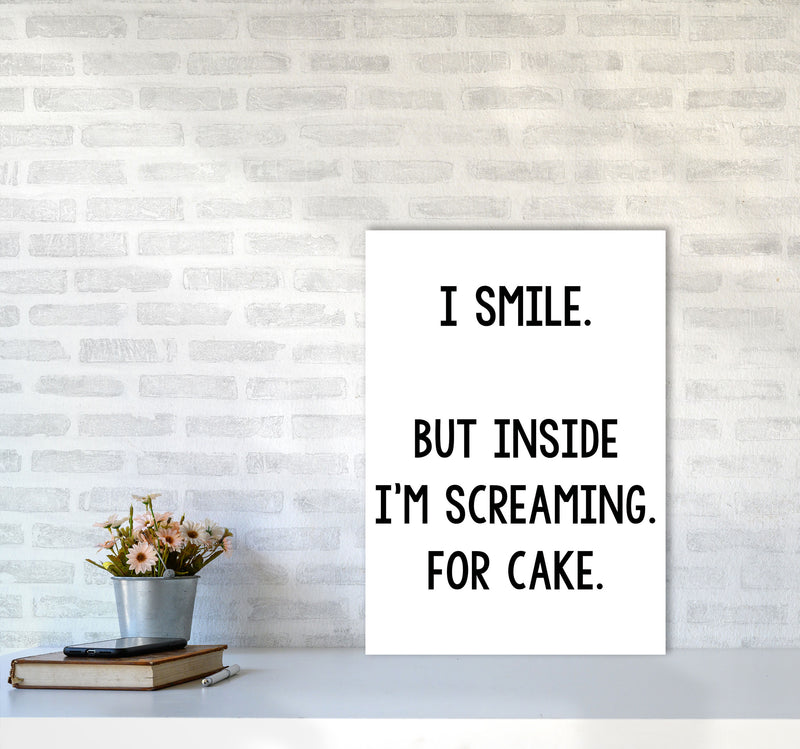 Screaming For Cake Modern Print, Framed Kitchen Wall Art A2 Black Frame