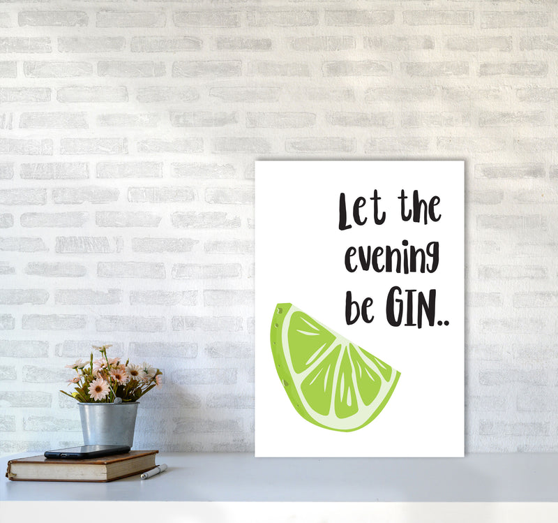 Let The Evening BeGIN Modern Print, Framed Kitchen Wall Art A2 Black Frame