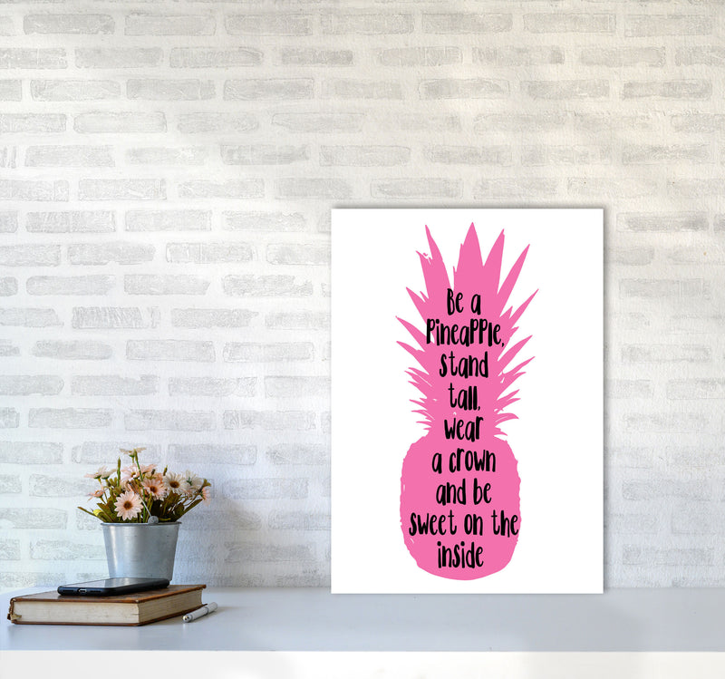 Be A Pineapple Pink Framed Typography Wall Art Print A2 Black Frame