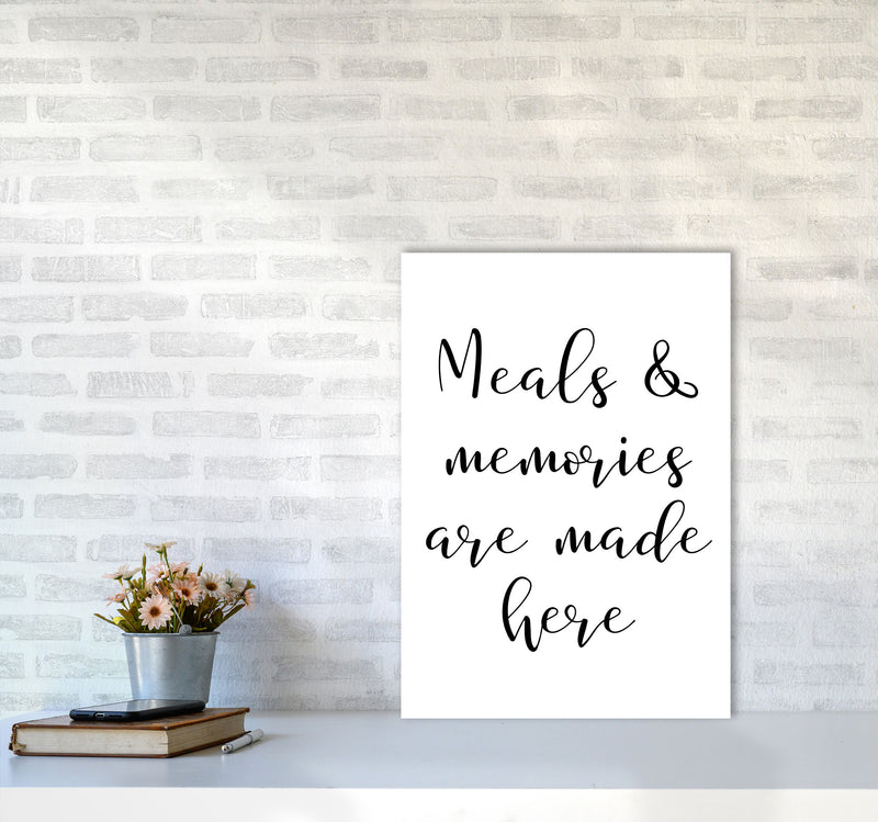 Meals And Memories Modern Print, Framed Kitchen Wall Art A2 Black Frame