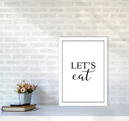 Let&#39;s Eat Modern Print, Framed Kitchen Wall Art A2 Black Frame
