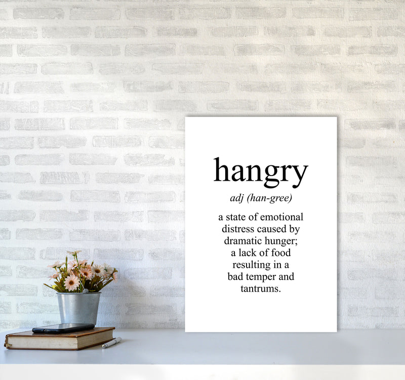 Hangry Modern Print, Framed Kitchen Wall Art A2 Black Frame