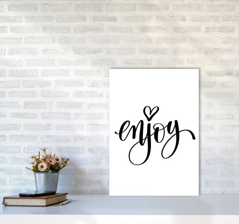 Enjoy Framed Typography Wall Art Print A2 Black Frame