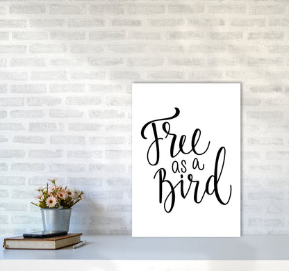 Free As A Bird Framed Typography Wall Art Print A2 Black Frame