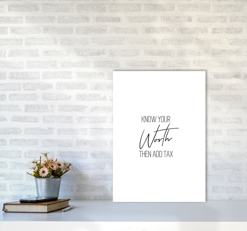 Know Your Worth Framed Typography Wall Art Print A2 Black Frame