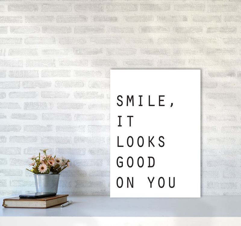 Smile, It Looks Good On You Modern Print A2 Black Frame