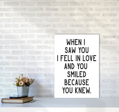 When I Saw You I Fell In Love Modern Print A2 Black Frame