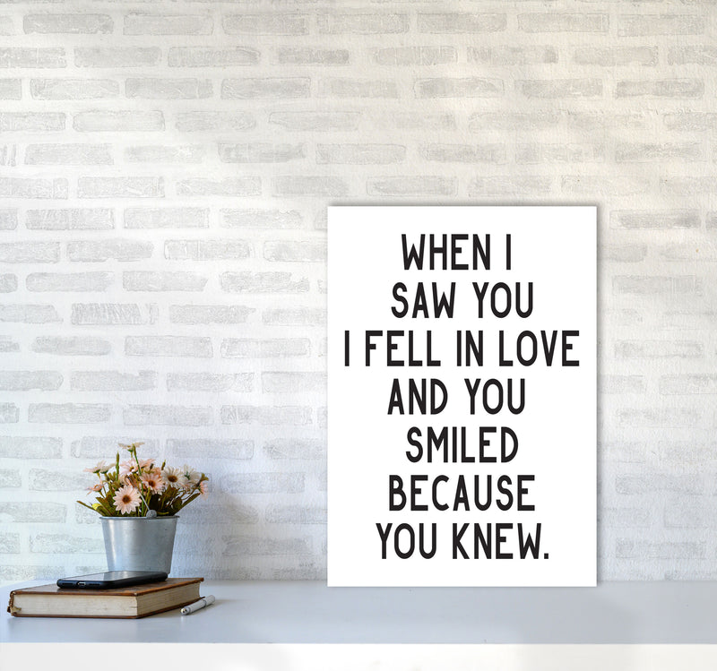 When I Saw You I Fell In Love Modern Print A2 Black Frame