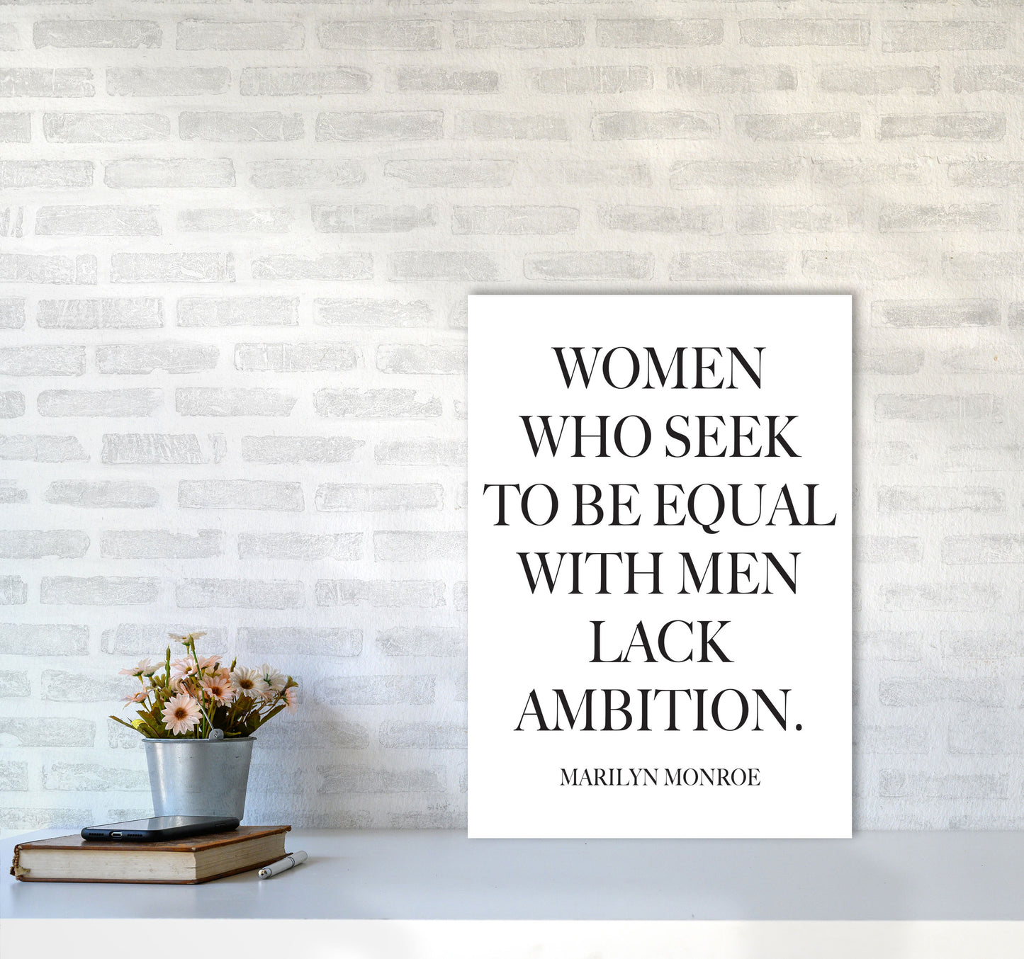 Equality, Marilyn Monroe Quote Framed Typography Wall Art Print A2 Black Frame