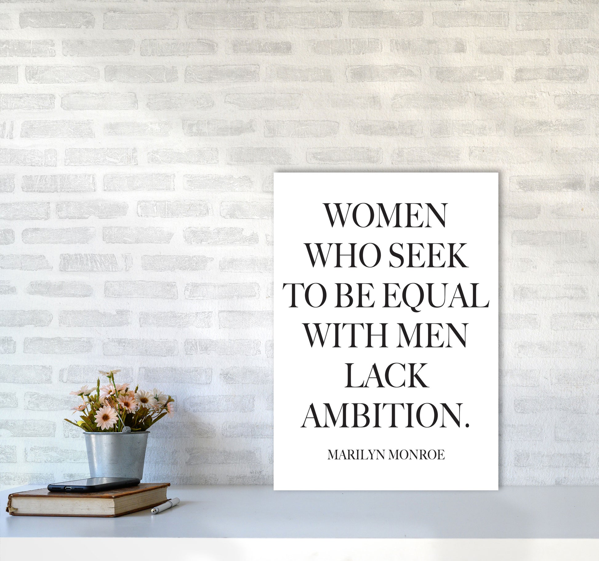 Equality, Marilyn Monroe Quote Framed Typography Wall Art Print A2 Black Frame