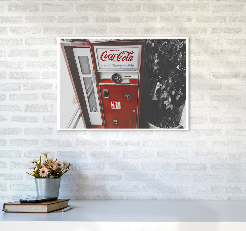 Coca Cola Vending Machine Modern Print A2 Black Frame