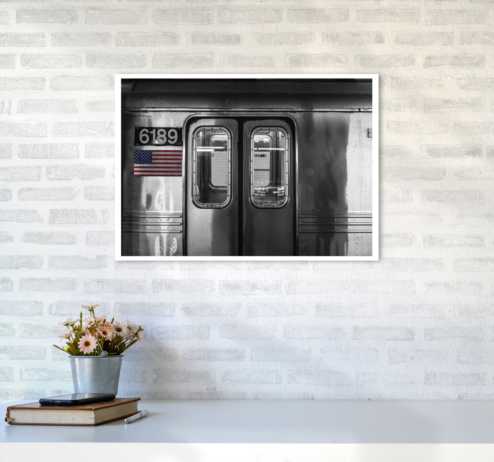 Vintage USA Subway Modern Print A2 Black Frame