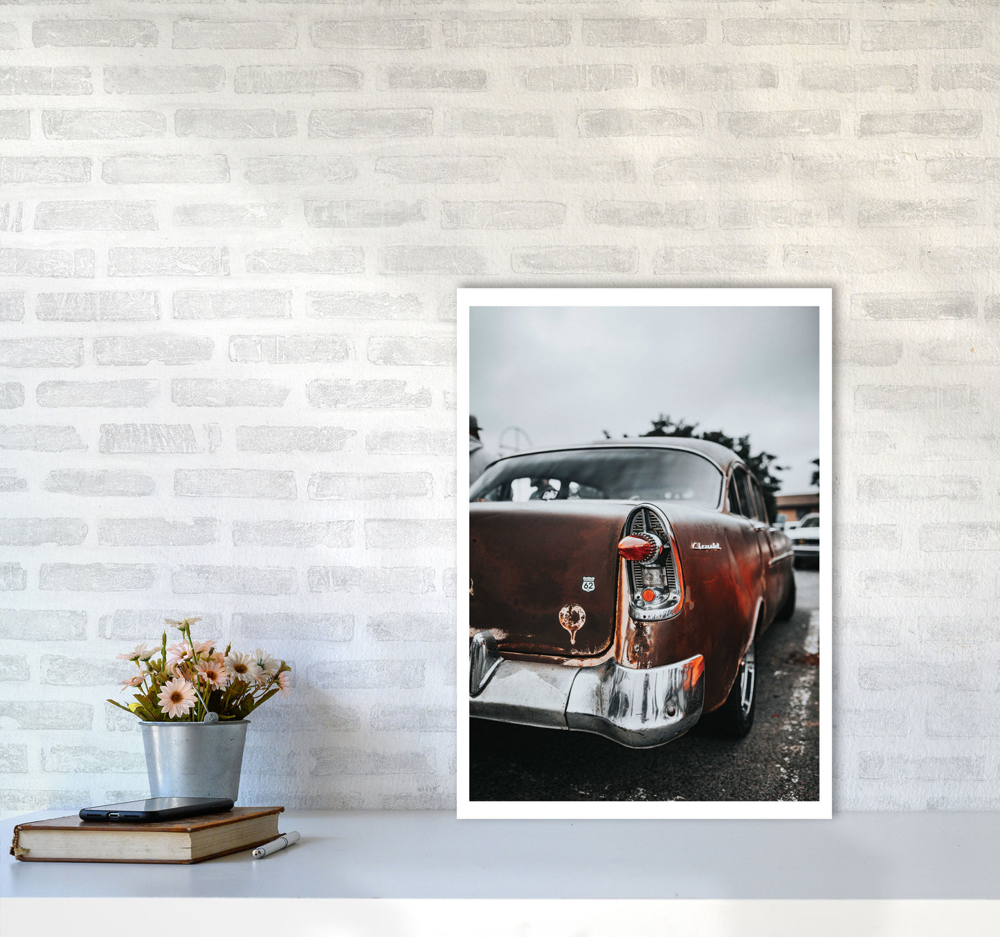 Retro Car Modern Print A2 Black Frame