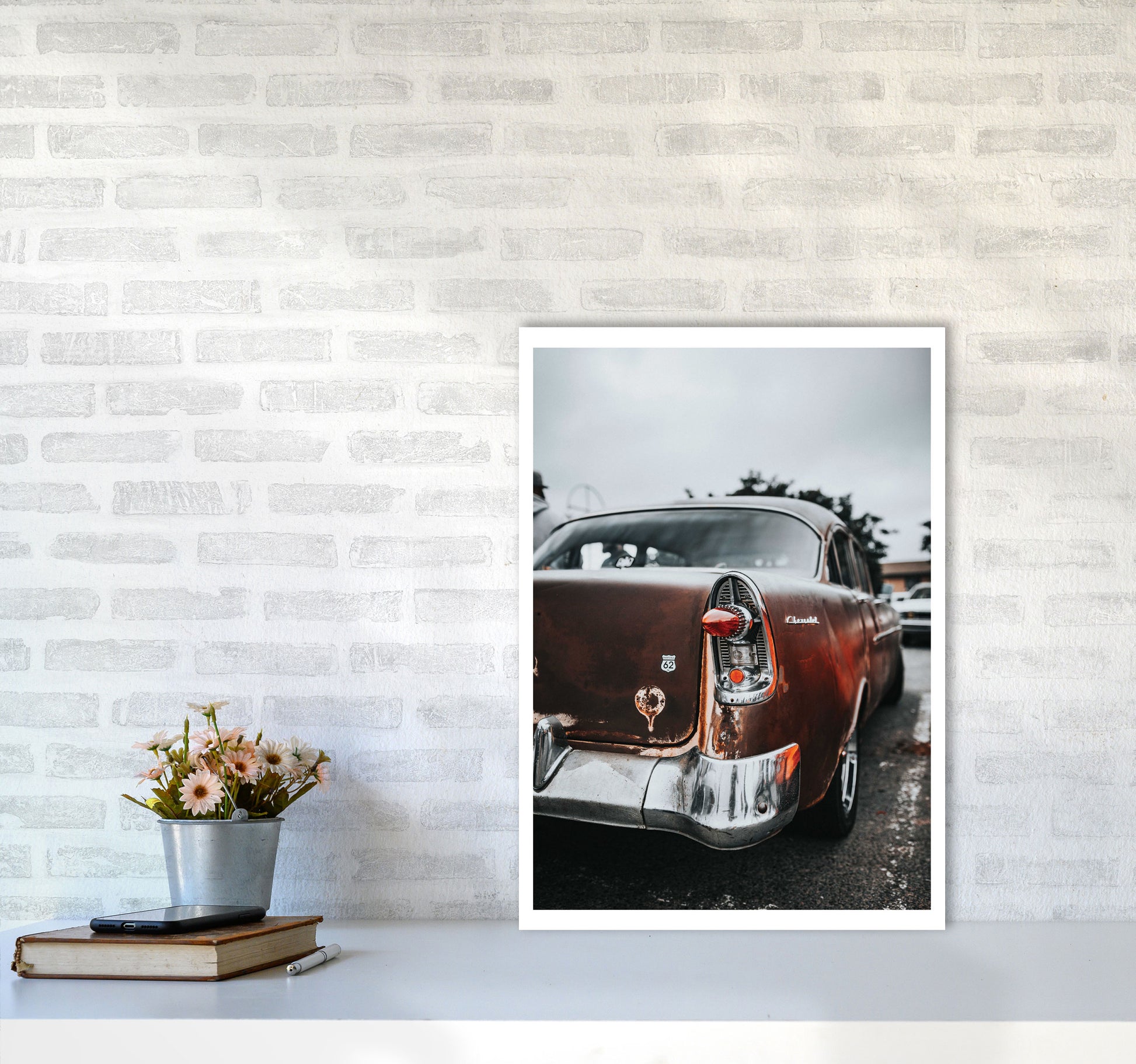 Retro Car Modern Print A2 Black Frame