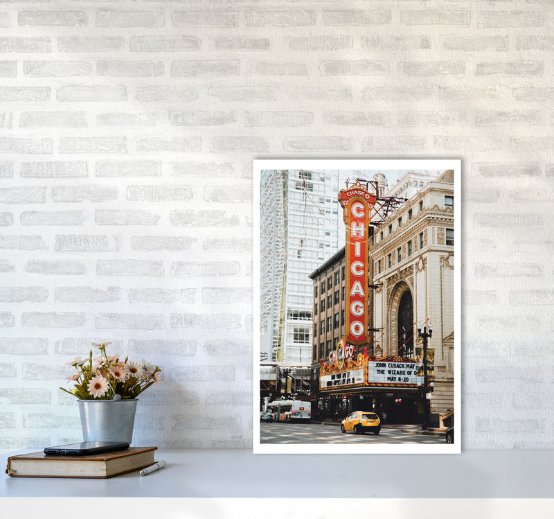 Retro Chicago Theatre Modern Print A2 Black Frame
