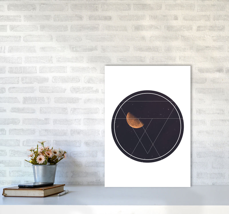 Black Moon Circle Modern Print A2 Black Frame