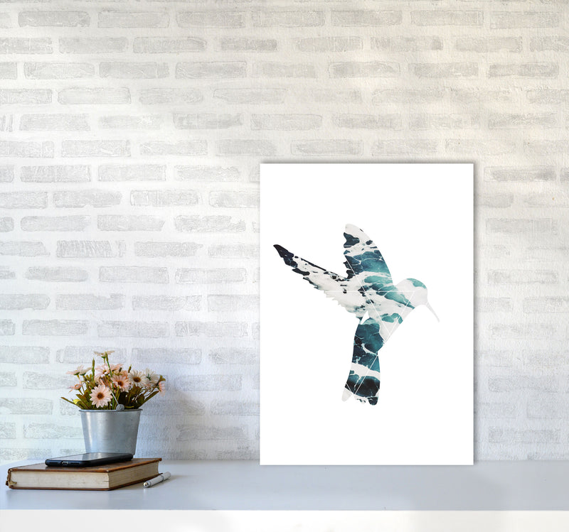 Blue Sea Bird Modern Print Animal Art Print A2 Black Frame