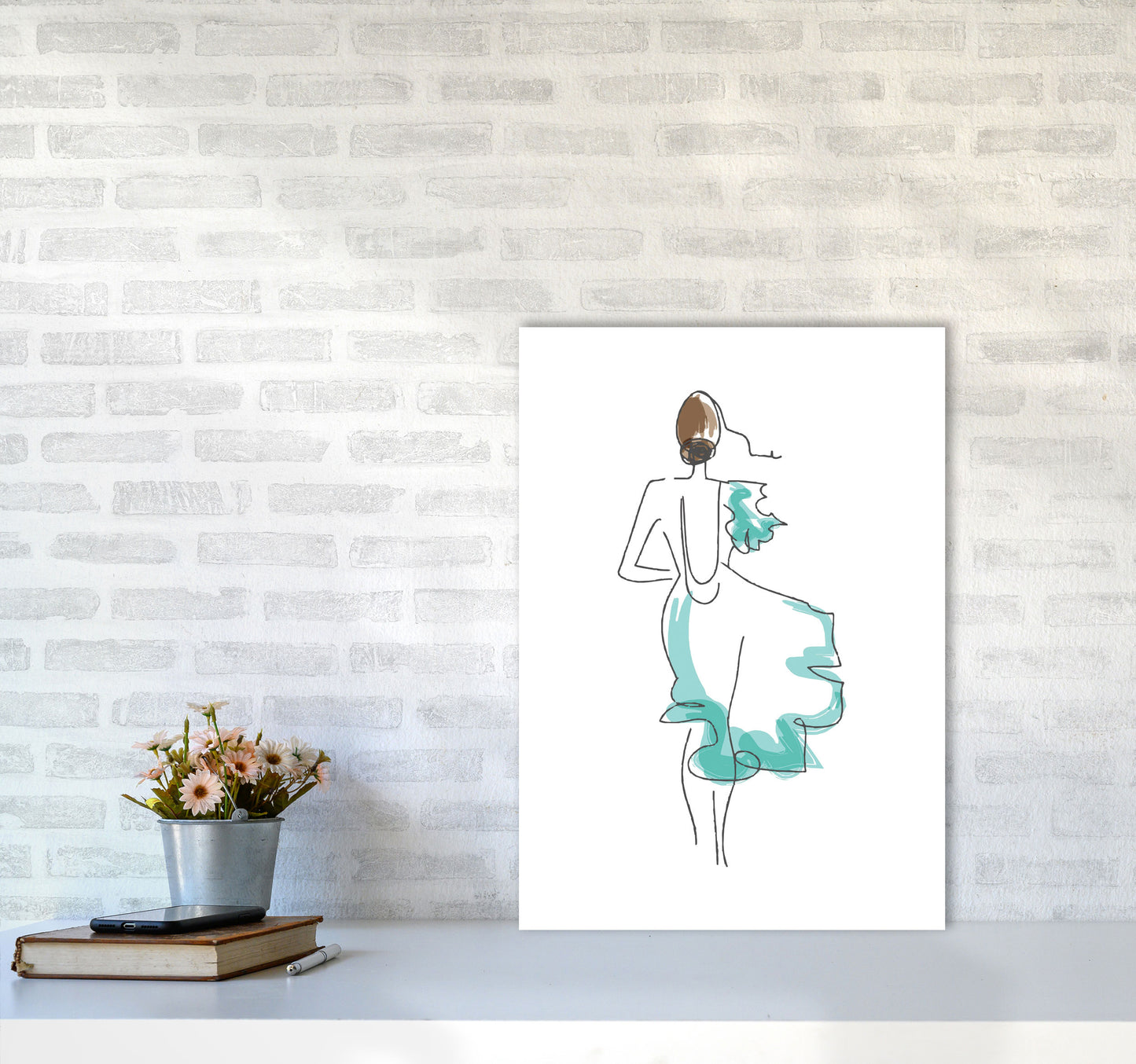 Fashion Line Drawing Modern Print A2 Black Frame