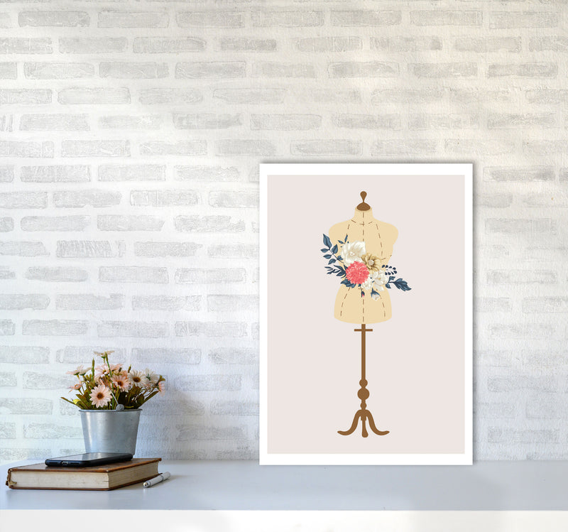 Floral Manikin Modern Print A2 Black Frame