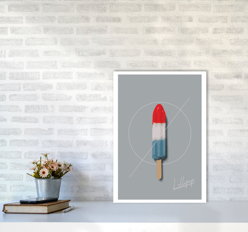 Ice Lolly Modern Print, Framed Kitchen Wall Art A2 Black Frame