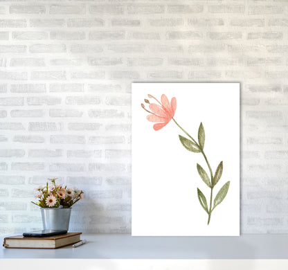 Pink Watercolour Flower 2 Modern Print A2 Black Frame