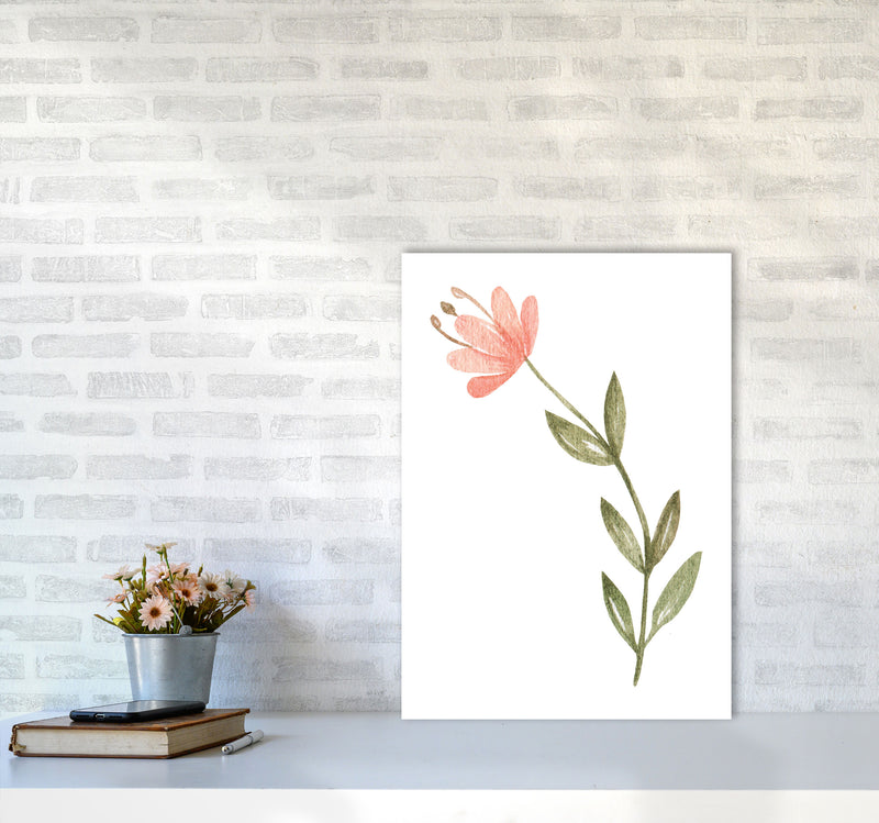 Pink Watercolour Flower 2 Modern Print A2 Black Frame