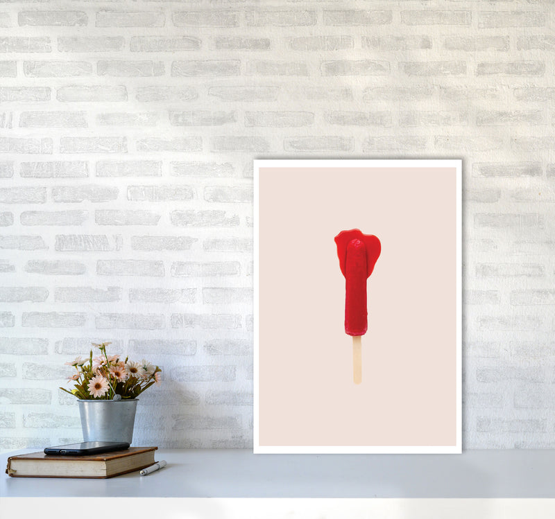 Red Icepop Modern Print A2 Black Frame