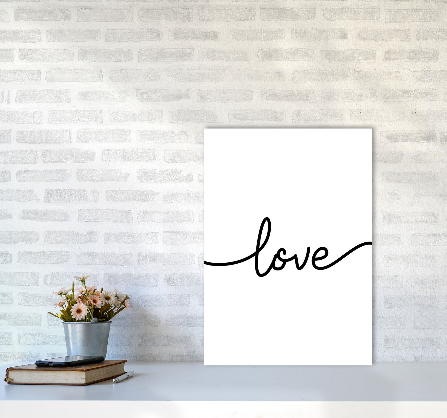 Love Framed Typography Wall Art Print A2 Black Frame