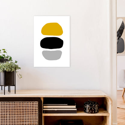 Mustard And Black Abstract Stones 2 Art Print by Pixy Paper A2 Black Frame