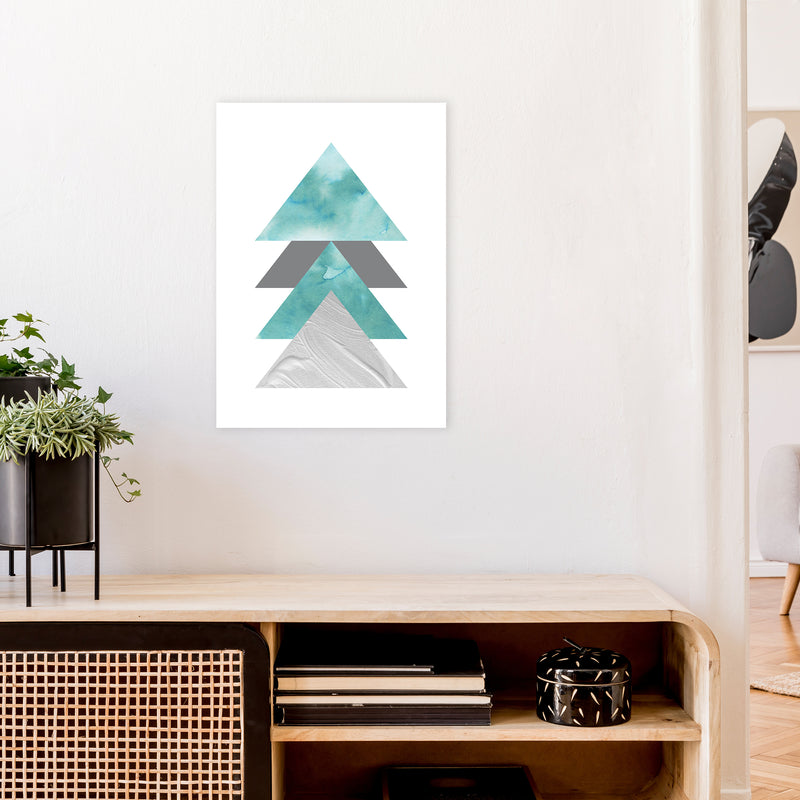 Marble Teal And Silver 2 Art Print by Pixy Paper A2 Black Frame
