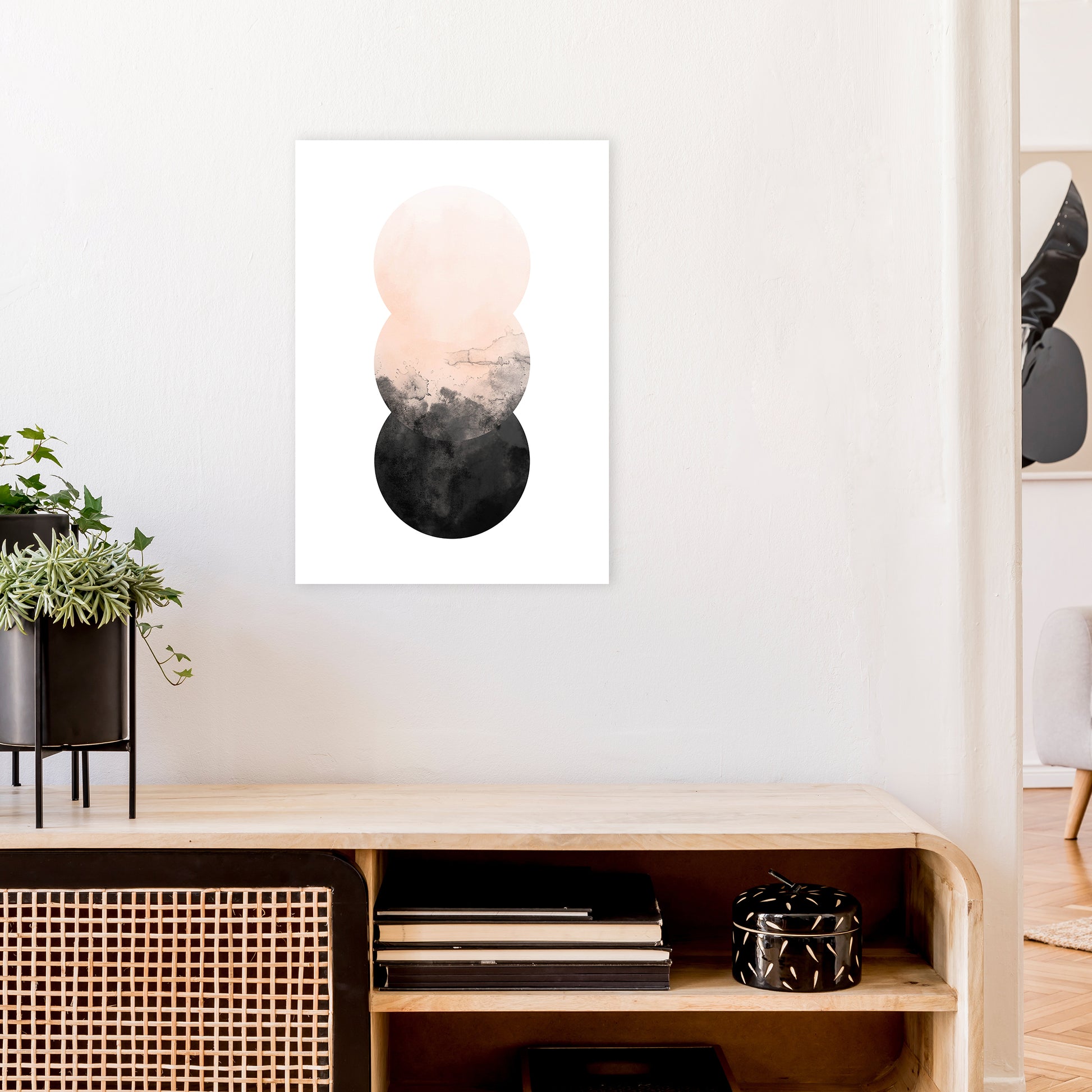 Nude And Black Watercolour 5 Art Print by Pixy Paper A2 Black Frame