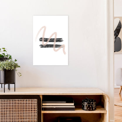 Dalia Chalk Pink And Black Line Contrast  Art Print by Pixy Paper A2 Black Frame