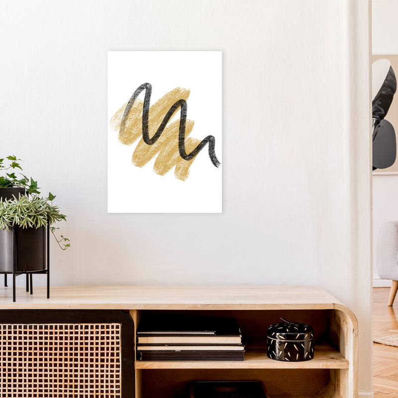 Dalia Chalk Gold And Black Scribbles  Art Print by Pixy Paper A2 Black Frame